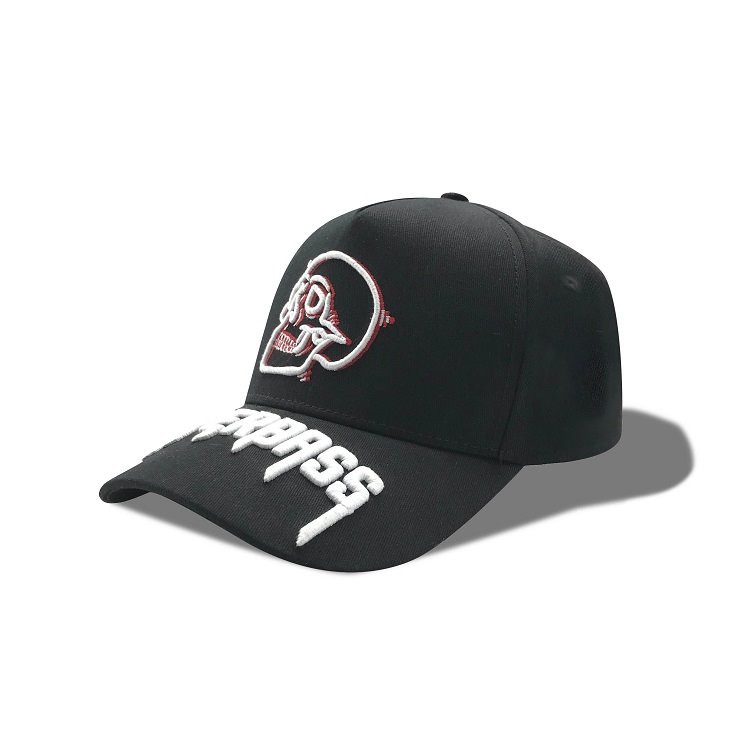 3D embroidery on brim hats baseball cap