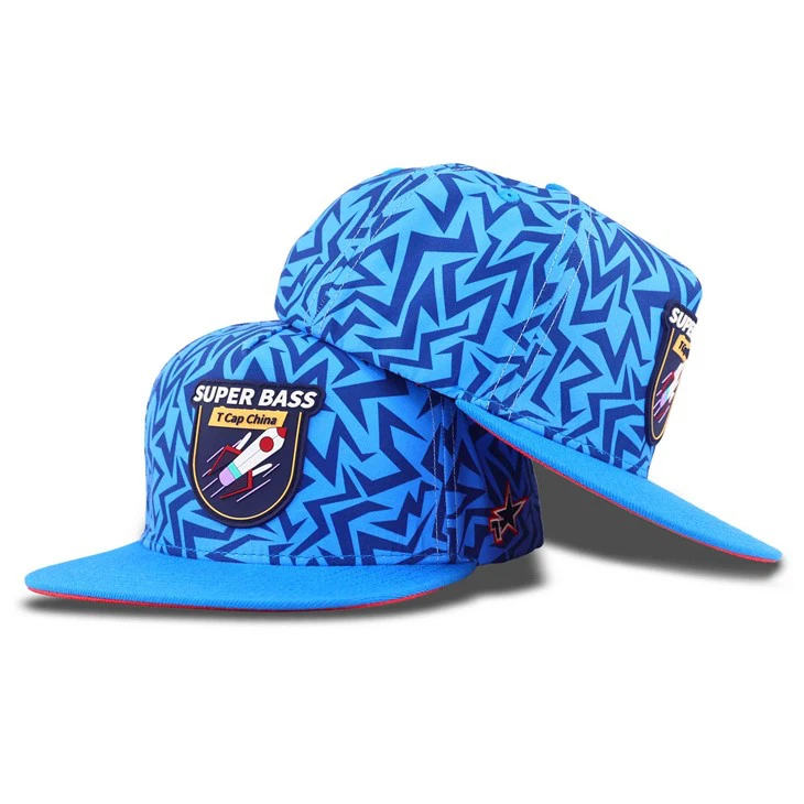 Blue Customized Rocket Rubber Snapback Cap