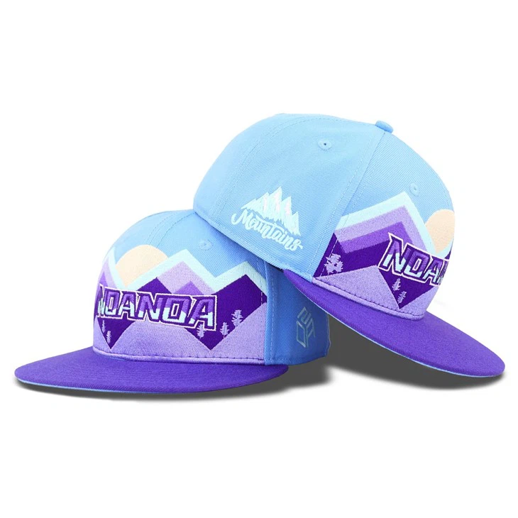 Creative Sunset Mountains Purple Fitted Cap