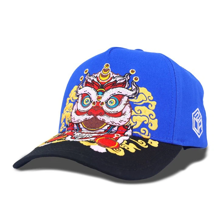 Dark Blue Lion Dance Pattern Baseball Cap