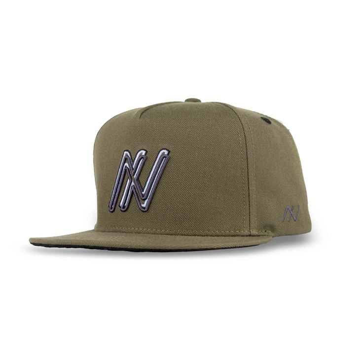 Greenish Brown Embroidery Snapback Cap