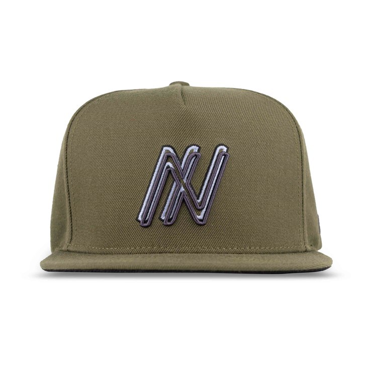Greenish Brown Embroidery Snapback Cap