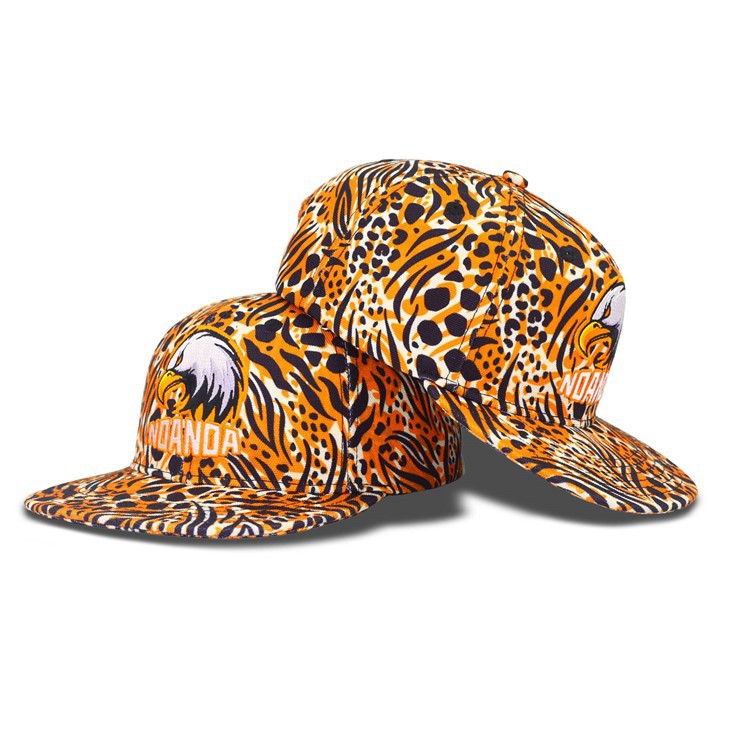 Orange Eagle Embroidery Snapback Cap