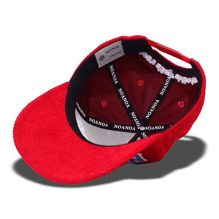 Red Casual Style Corduroy Baseball Cap