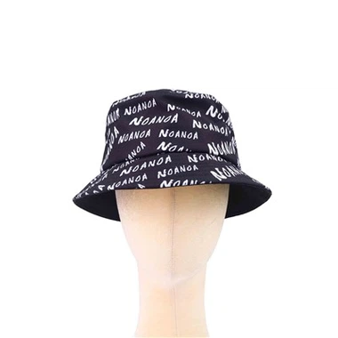 High-end Black Branded Printed Bucket Hat