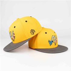 Yellow Flat Embroidered Fitted Cap