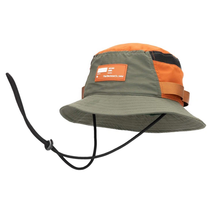 TCAP Custom Quick Dry Polyester PVC Patch Rope Fisherman Bucket Hat