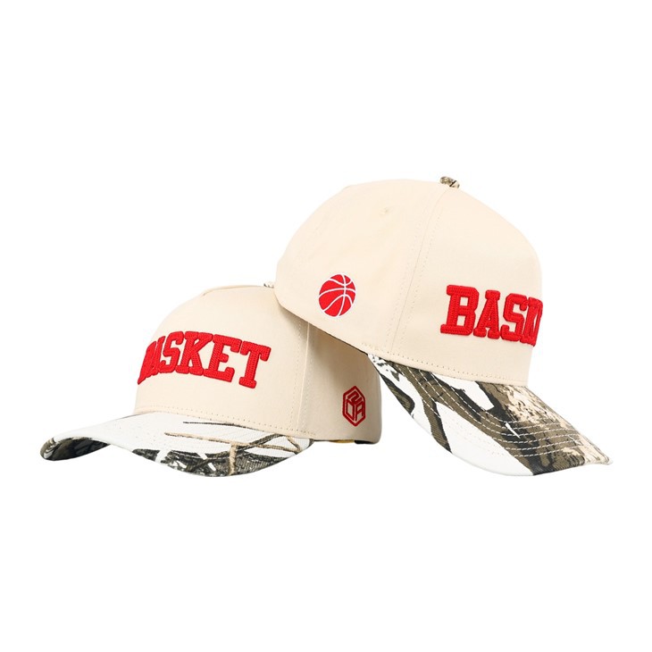 5 Panels Baseball Caps With Custom Three-dimensional Chain Embroidery