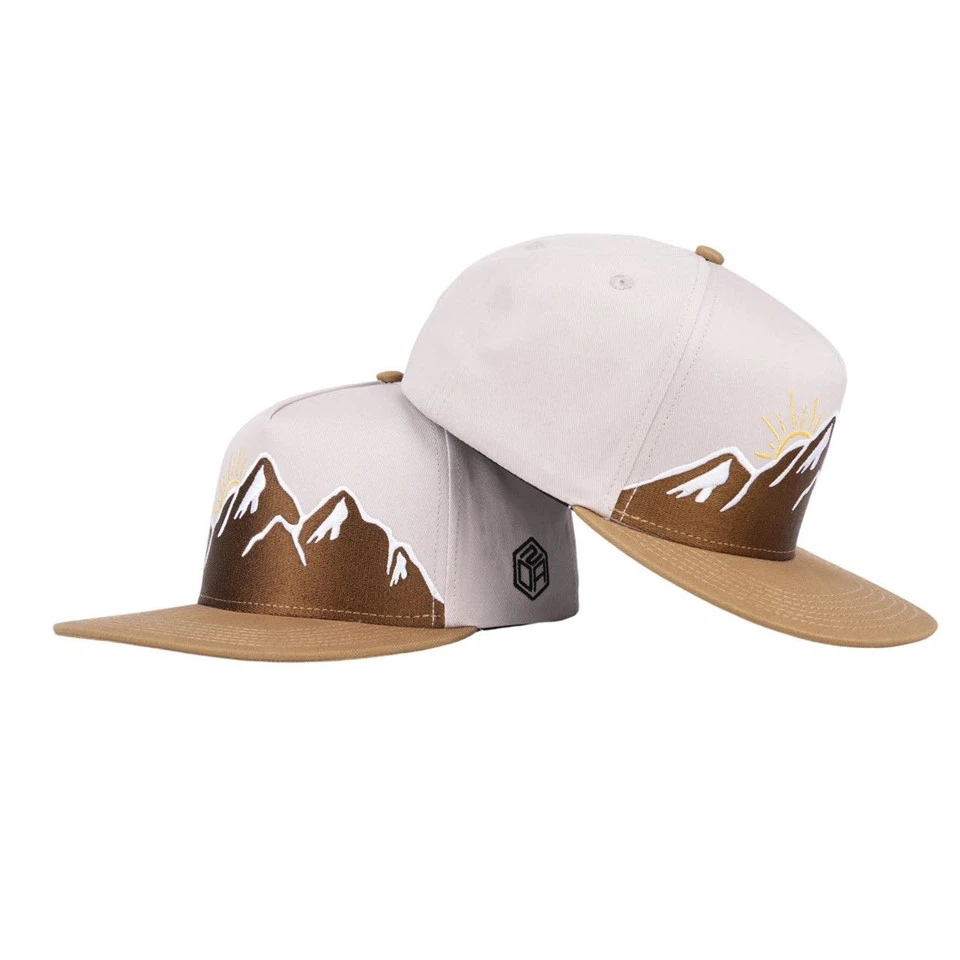 5 Panel Snapback Caps With Flat Embroidery And Cotton Fabric
