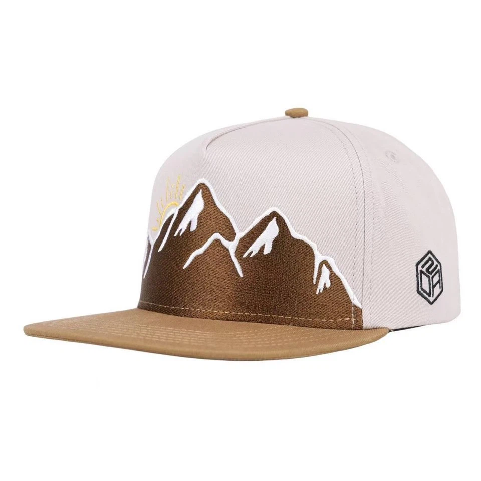 5 Panel Snapback Caps With Flat Embroidery And Cotton Fabric