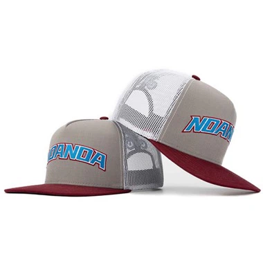 TCAP Custom High Red Nylon Mesh 5panel Flat Embroidered Trucker Hats