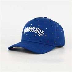 Tcapchina Custom Blue Baseball Cap With Colorful Rhinestones Cap